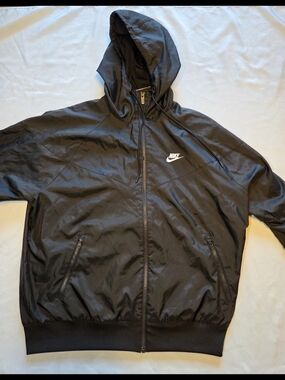 Nike Windrunner Jacket Mens M Black Full Zip Hooded Windbreaker